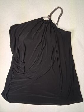 Bold Biffi for MXM Black Knot Dress Top Metallic Woven Cord Chain Strap Y2K